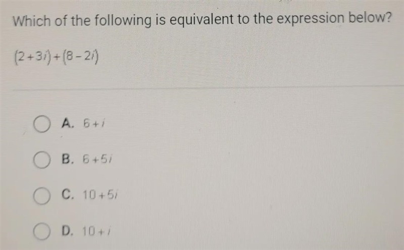 Which of the following is equivalent to the expression below? (2+31) + (8-21) O A-example-1