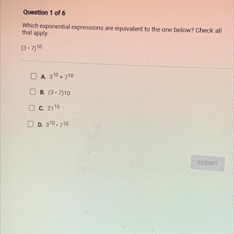 Which exponential expressions are equivalent to the one below? Check allthat apply-example-1