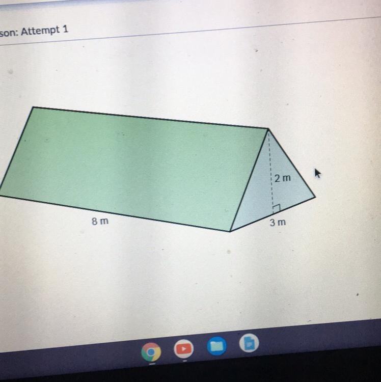 What is the volume of the right prism in cubic meters?-example-1