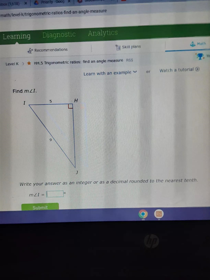 Find mzi. 1 5 H 9 J Write your answer as an integer or as a decimal rounded to the-example-1