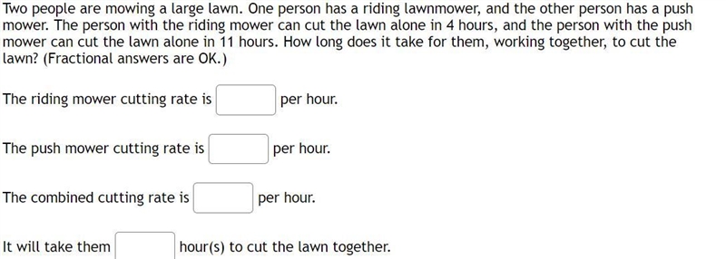 Two people are mowing a large lawn. One person has a riding lawnmower, and the other-example-1