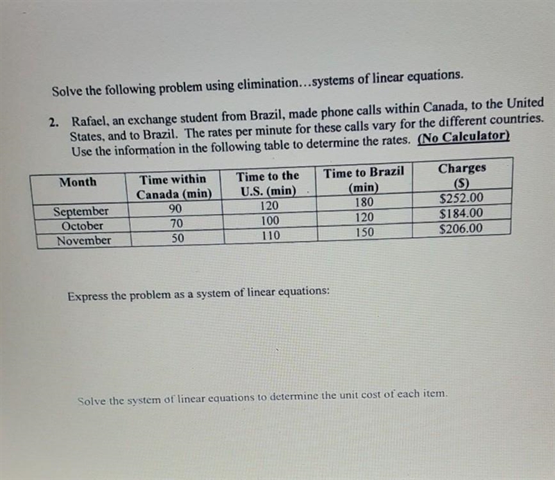 Solve the following problem using elimination...systems of lincar equations. 2. Rafael-example-1