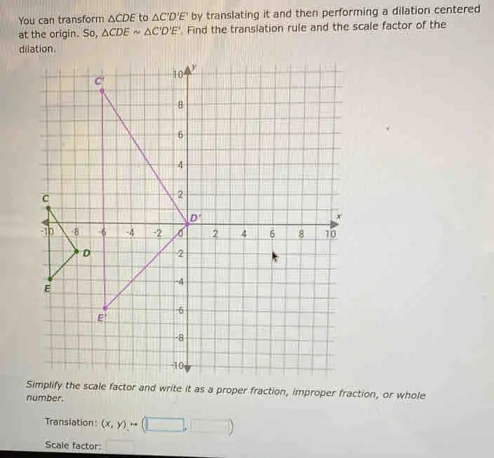 I need help, I’m trying to find the translation and scale factor.-example-1