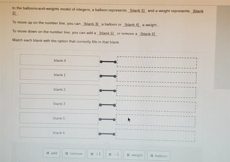 In the balloons- and- weights model of integers, a balloon represents...-example-1