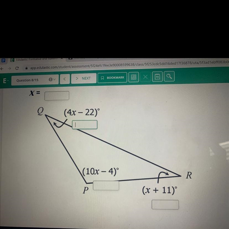 First solve for x, then use it to find all of the missing angle measurements-example-1