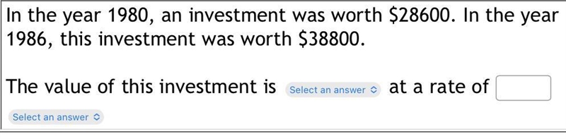 In the year 1980, an investment was worth $28600. In the year 1986, this investment-example-1