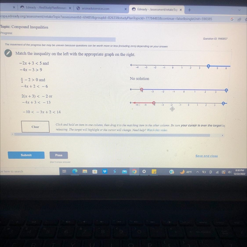 Match the inequality on the left with the appropriate graph on the right-example-1