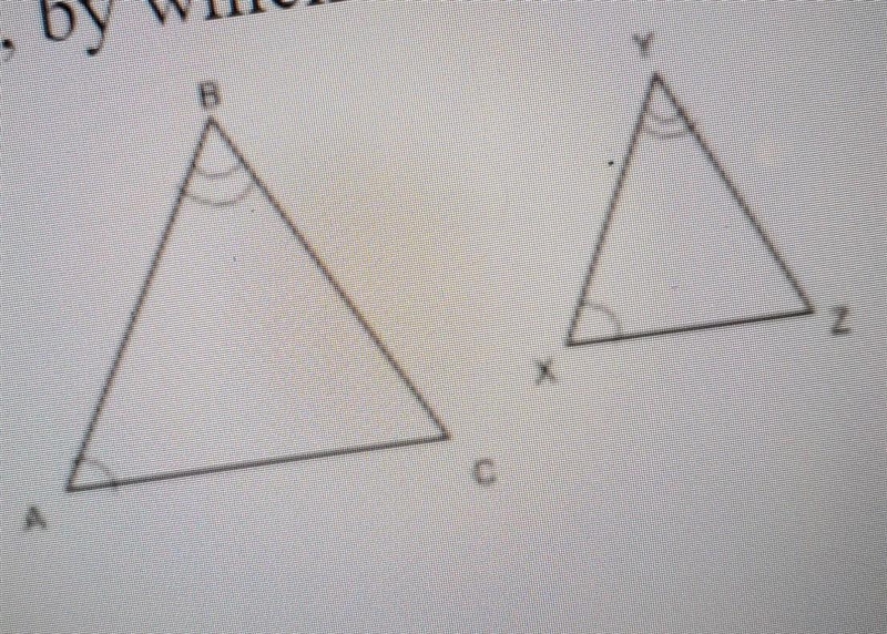 "Are the triangle below similar? If so, by which similarity theorem?"-example-1