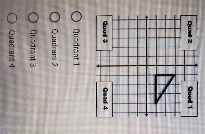 If you translate the triangle below 5 units down and 5 units to the left, what quadrant-example-1