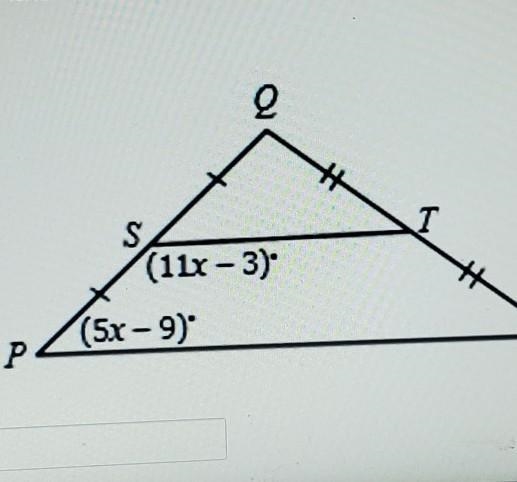 Solve for x. The vertex on the right is labelled as R.-example-1