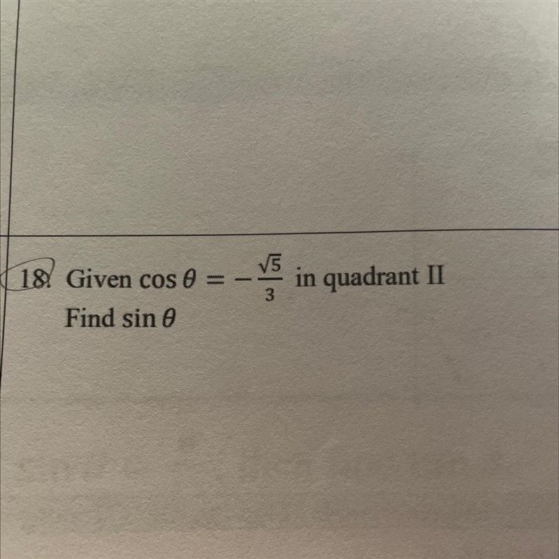 5 0 = - in = in quadrant II Given cos = Find sin 3-example-1