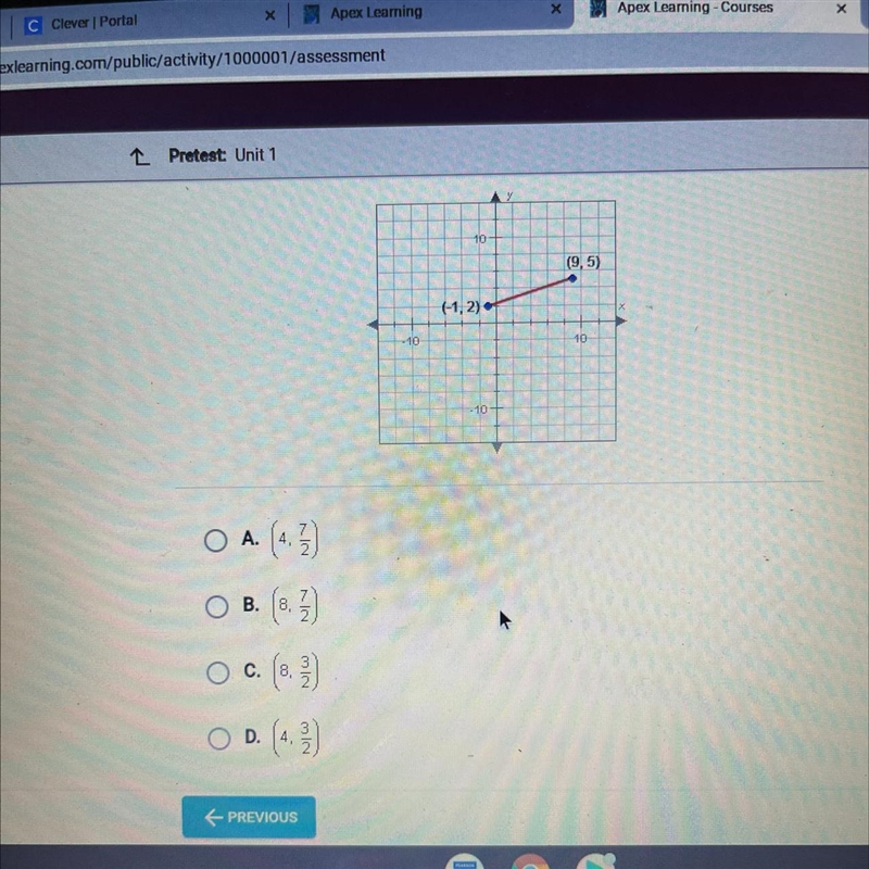 What is the midpoint of the line segment graphed below?-example-1