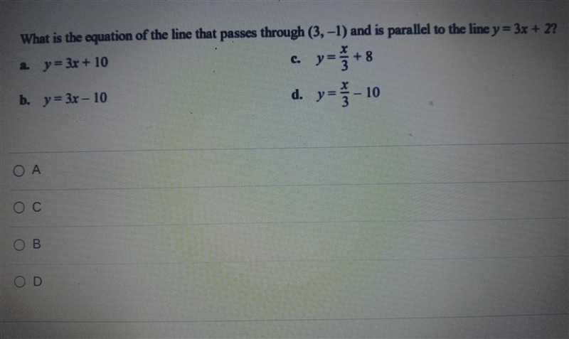 What is the equation of the line that passes through blank and is parallel to the-example-1