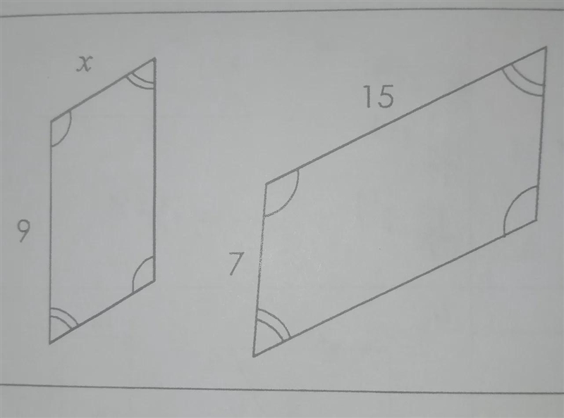 Each pair are similar use a proportion to find the missing side-example-1