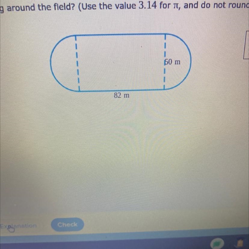 A training field is formed by joining a rectangle and to semicides, as shown below-example-1