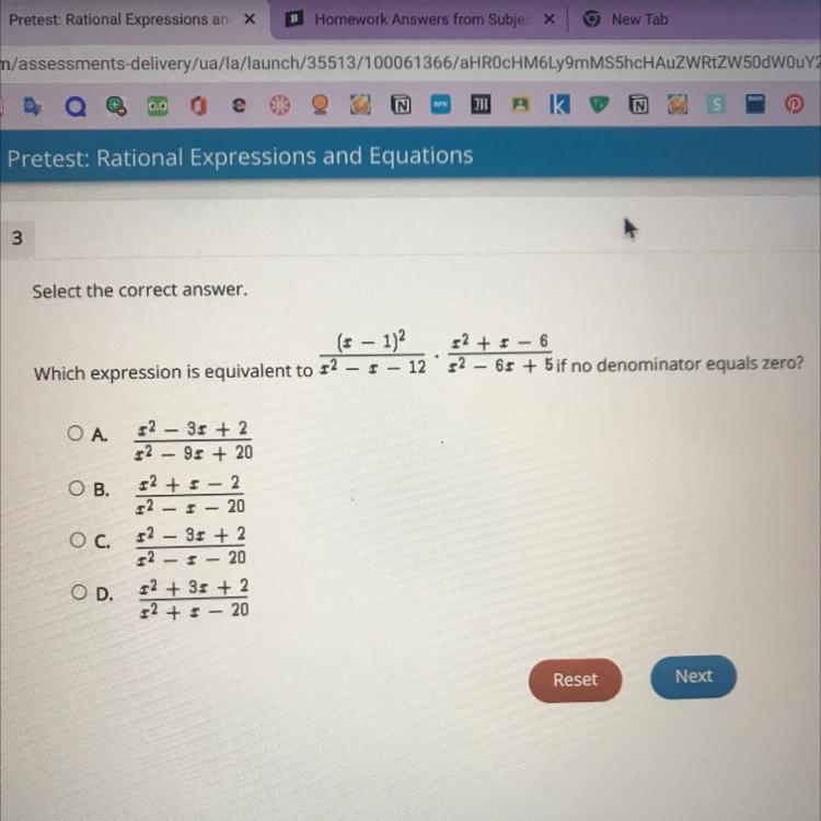 Which expression is equivalent to (see picture) if no denominator equals zero?-example-1