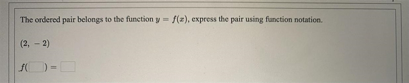 The ordered pair belongs to the function y= f(x), express the pair using function-example-1