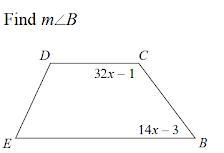 HELP PLEASE! Find the measurement of the angle indicated for each trapezoid.-example-1