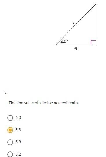 Find the value of x to the nearest tenth. 6.0 8.3 5.8 6.2-example-1