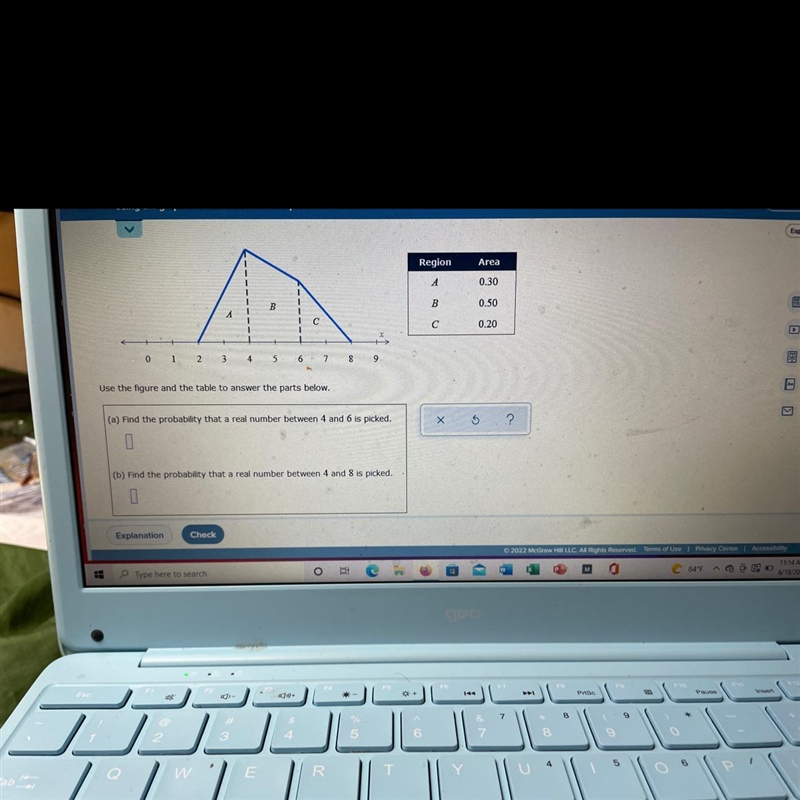 A real number between 2 and 8 will be picked according to the probability distribution-example-1