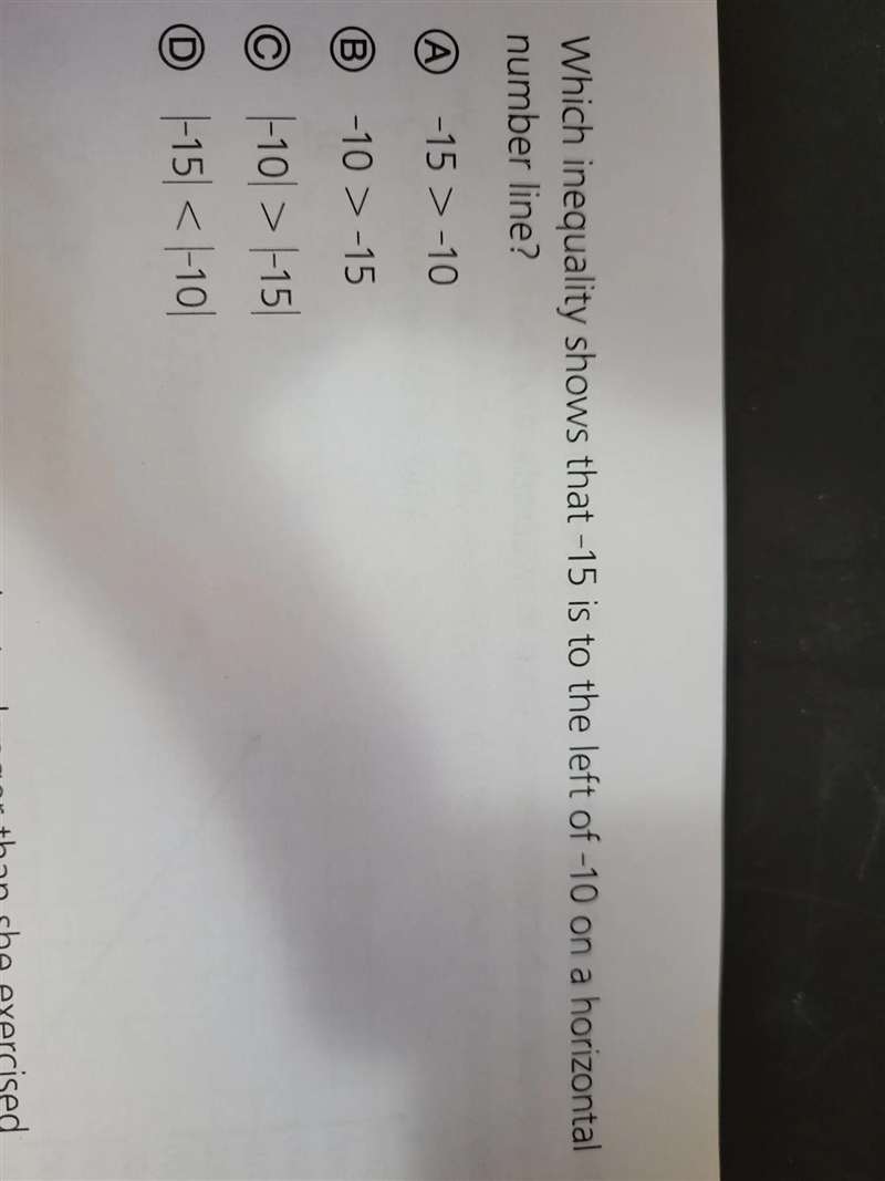 Which inequality shows that -15 is to the left of -10 on a horizontal number line-example-1