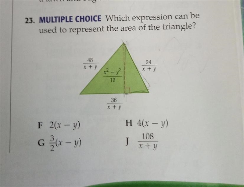 I need help figuring out which expression can be used to represent the area of the-example-1