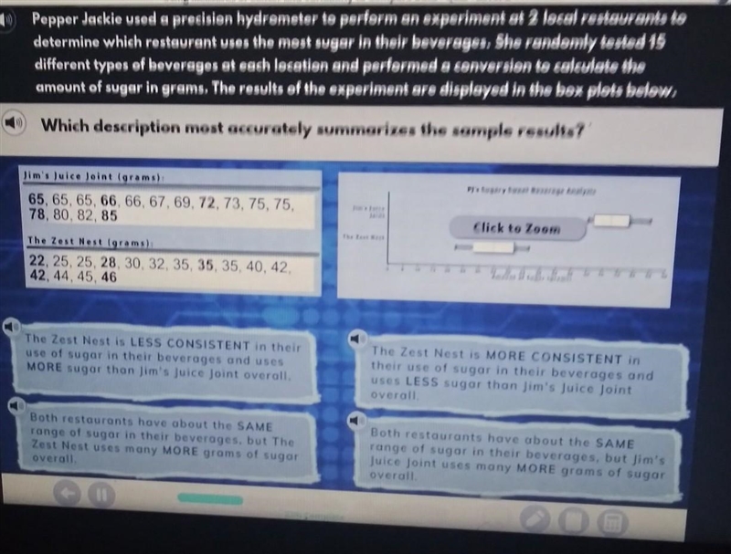 Pepper jackie used a precision hydrometer to perform and experiment at 2 local restaurants-example-1