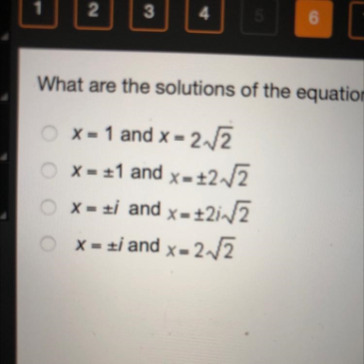 What are the solutions of the equation x^4-9x^2+8=0? Use u substitution to solve.-example-1