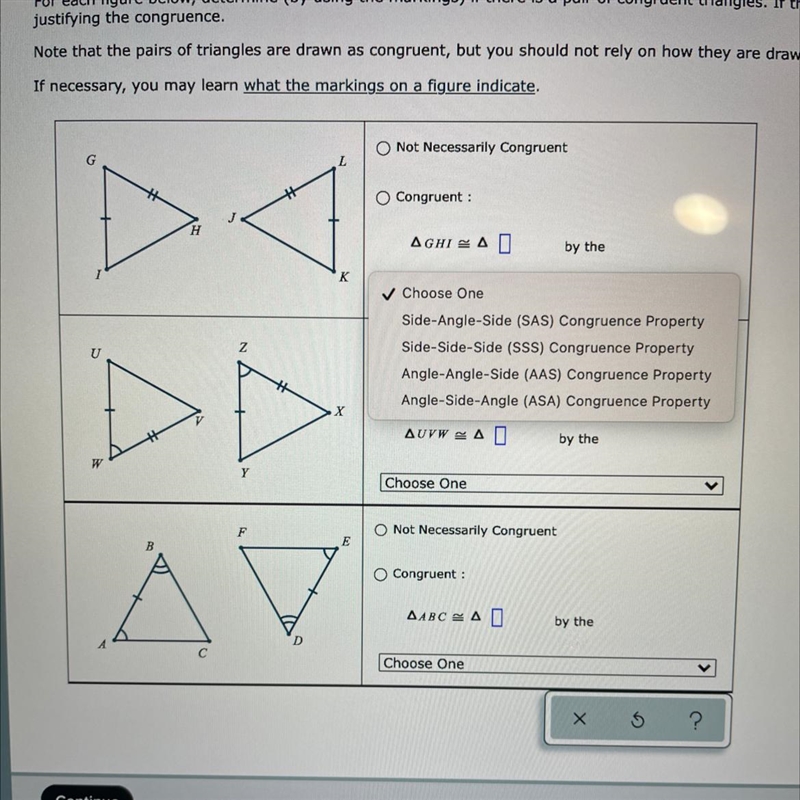 May I please get help with figuring out weather each of them at congruent or not-example-1