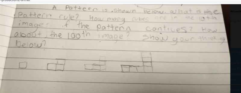 A patteren is shown below what is the patteren rule? How many cubes are in the tenth-example-1