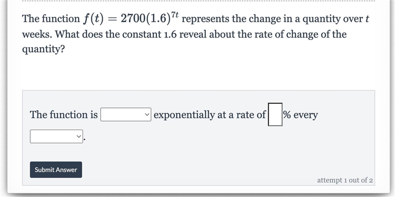 What does the constant 1.6 reveal about the rate of change of the quantity?-example-1