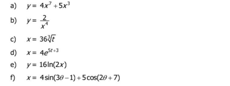 Find the first derivative and the second derivative of each of the following functions-example-1