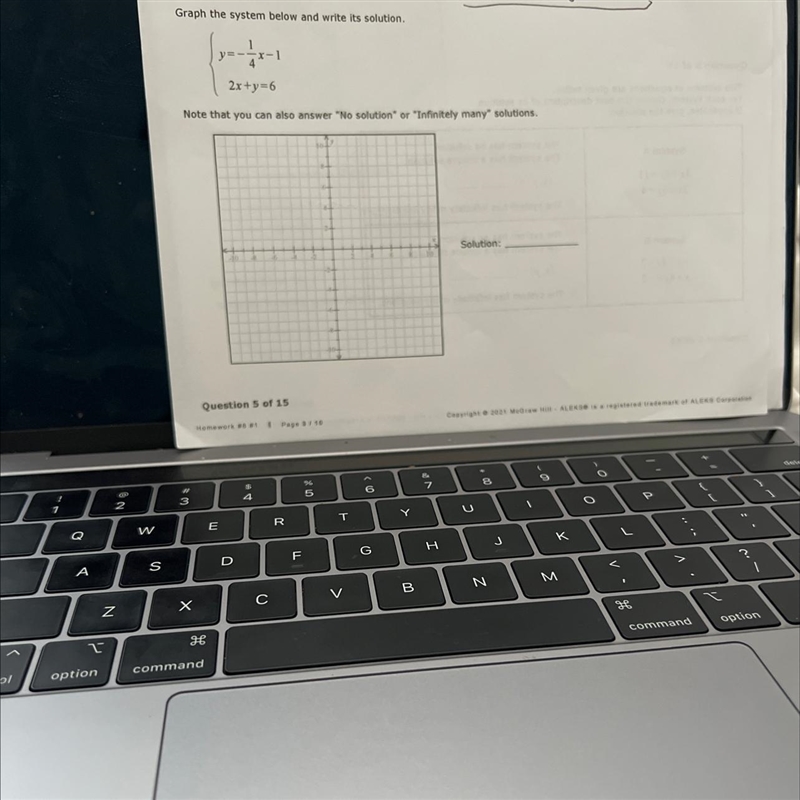 Graph the system below and write its solution.2x+y=6Note that you can also answer-example-1