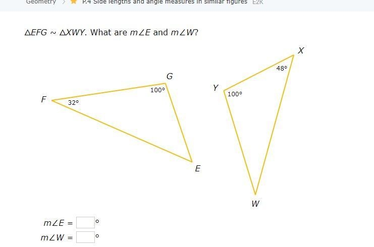 What is angle E and angle W?-example-1