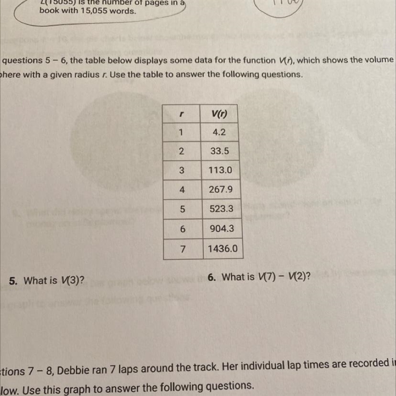 I need help with questions 5 and 6 the one with the graph?-example-1