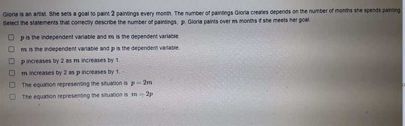 Gloria is an artist. She sets a goal to paint 2 paintings every month. The number-example-2