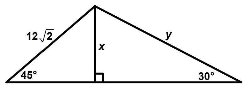 Find the value of x and y (picture attached) (choose one option)A. x=12, y=24B. x-example-1