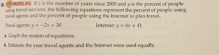 if x is the number of years since 2000 and y is the percent of people using travel-example-1