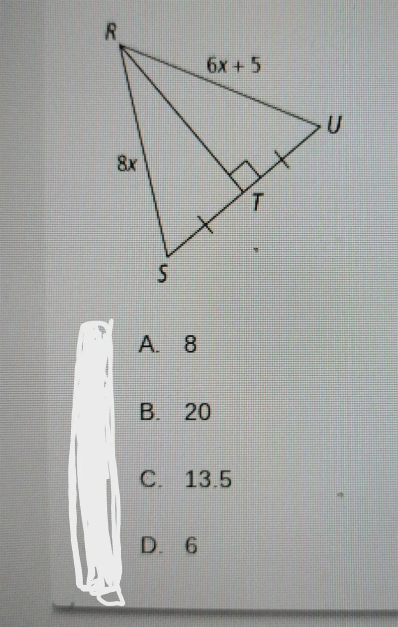 If RT is extended to contain a point W so that UW =8, What is SW?-example-1