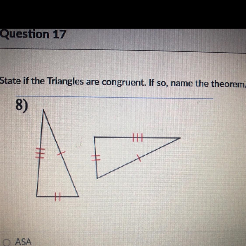 State if the triangles are congruent. if so, name the theorem/postulate-example-1