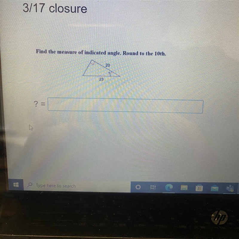 Find the measure of indicated angle. Round to the 10th.-example-1