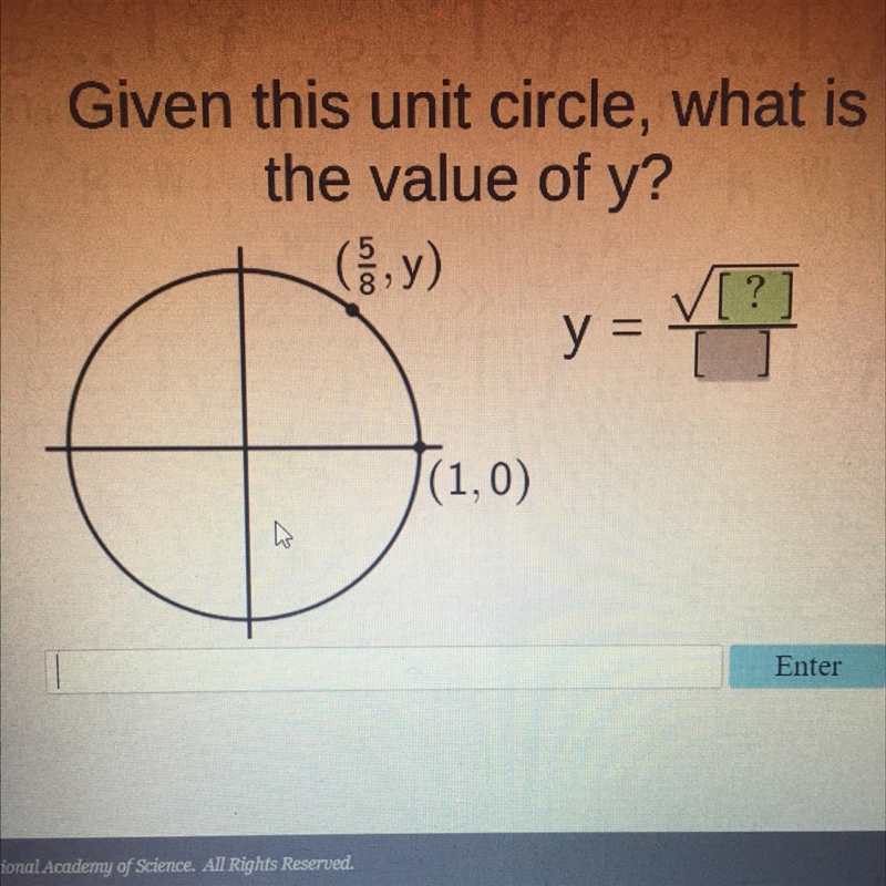 Given this unit circle what is the value of y-example-1