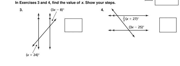 In exercises 3 and 4, find the value of x.-example-1