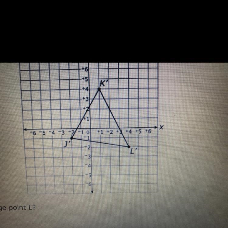 Triangle JKL was 90 clockwise about the origin. Triangle J’K’L is graphed below . What-example-1