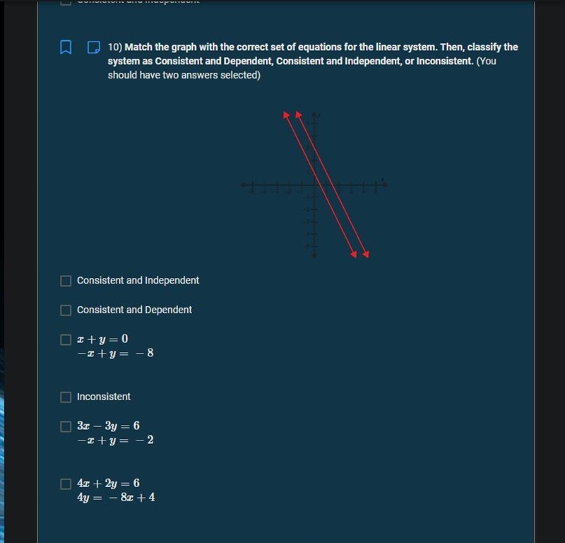 Match the graph with the correct set of equations for the linear system. Then, classify-example-1