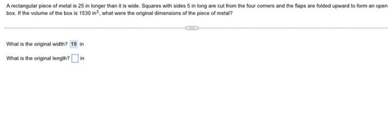 A rectangular piece of metal is 25 in longer than it is wide Squares with sides 5 in-example-1