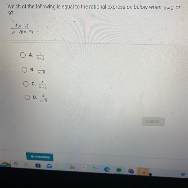 Which of the following is equal to the rational expression below when x≠2 or 9?-example-1