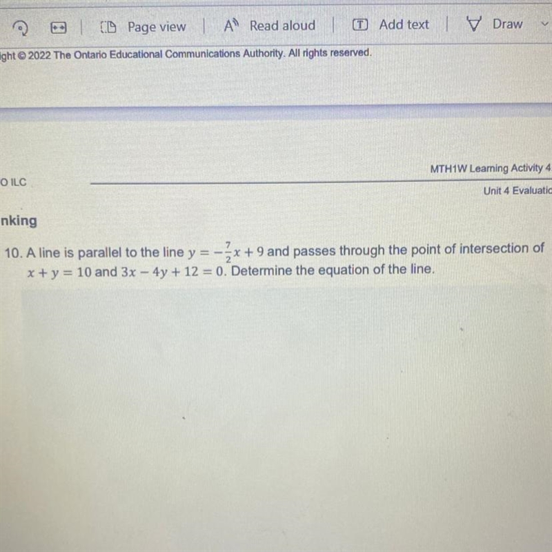 A line is parallel to the line y = - 7/2x + 9 and passes through the point of intersection-example-1