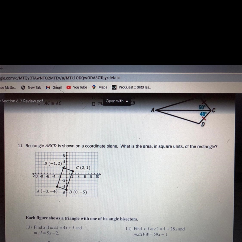 Rectangle ABCD is shown on a coordinate plane.What for d the area,in square units-example-1