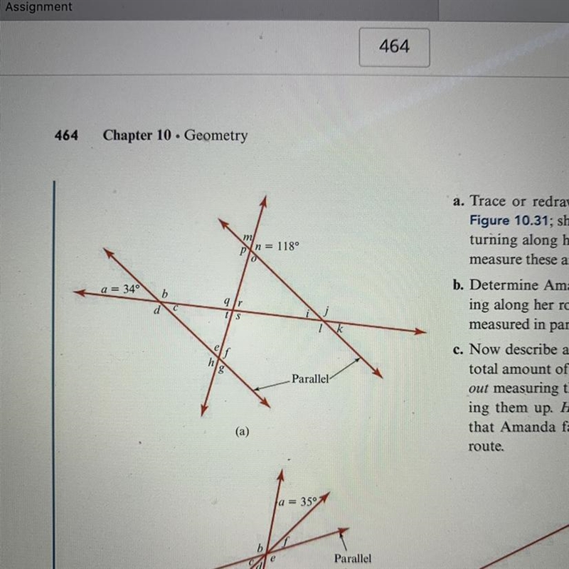 2. Given that the indicated lines in figure 10.30(a) are parallel, determine the unknown-example-1